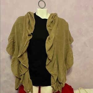 Women's Tan Ruffle Sweater Wrap